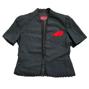 Sasson Black Scalloped Short Sleeve Blazer 8/9